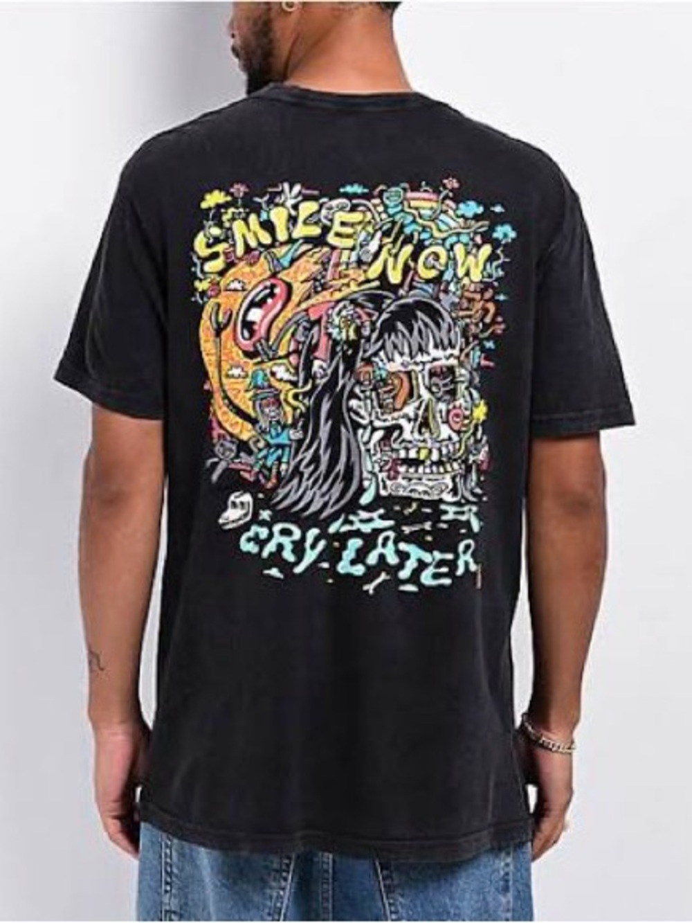 Killer Acid Black Graphic Tee- “Smile Now Cry Later” Medium